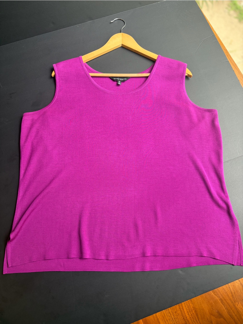 MNG Wang 1X Magenta Sleeveless Knit Shell Tank Top Purple Career